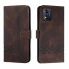 For Motorola Moto E13 Cubic Skin Feel Flip Leather Phone Case(Brown) - 1