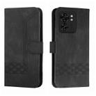 For Motorola Edge 40 Cubic Skin Feel Flip Leather Phone Case(Black) - 1