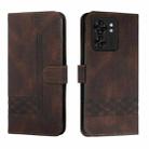 For Motorola Edge 40 Cubic Skin Feel Flip Leather Phone Case(Brown) - 1