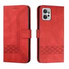 For Motorola Moto G Power 2023 Cubic Skin Feel Flip Leather Phone Case(Red) - 1