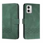 For Motorola Moto G73 Cubic Skin Feel Flip Leather Phone Case(Green) - 1