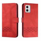 For Motorola Moto G73 Cubic Skin Feel Flip Leather Phone Case(Red) - 1