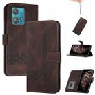 For Motorola Edge 40 Neo 5G Cubic Skin Feel Flip Leather Phone Case(Brown) - 1