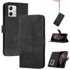 For Motorola Moto G54 Global Cubic Skin Feel Flip Leather Phone Case(Black) - 1