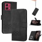 For Motorola Moto G84 5G Cubic Skin Feel Flip Leather Phone Case(Black) - 1