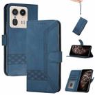 For Motorola Moto X50 Ultra Cubic Skin Feel Flip Leather Phone Case(Blue) - 1