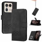 For Motorola Moto X50 Ultra Cubic Skin Feel Flip Leather Phone Case(Black) - 1