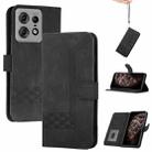 For Motorola Edge 50 Pro Cubic Skin Feel Flip Leather Phone Case(Black) - 1