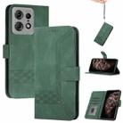 For Motorola Edge 50 Pro Cubic Skin Feel Flip Leather Phone Case(Green) - 1