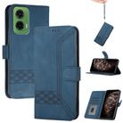 For Motorola Moto G35 Cubic Skin Feel Flip Leather Phone Case(Blue) - 1