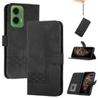 For Motorola Moto G35 Cubic Skin Feel Flip Leather Phone Case(Black) - 1