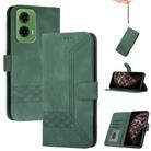 For Motorola Moto G35 Cubic Skin Feel Flip Leather Phone Case(Green) - 1