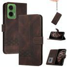 For Motorola Moto G35 Cubic Skin Feel Flip Leather Phone Case(Brown) - 1