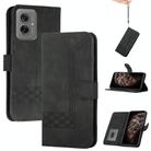 For Motorola Moto G55 Cubic Skin Feel Flip Leather Phone Case(Black) - 1