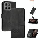 For Motorola Moto G15 Cubic Skin Feel Flip Leather Phone Case(Black) - 1