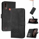 For Motorola Moto E7 Power Cubic Skin Feel Flip Leather Phone Case(Black) - 1