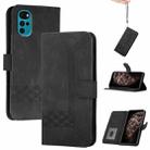 For Motorola Moto G22 Cubic Skin Feel Flip Leather Phone Case(Black) - 1