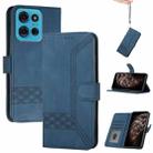 For Motorola Moto G75 5G Cubic Skin Feel Flip Leather Phone Case(Blue) - 1