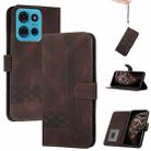 For Motorola Moto G75 5G Cubic Skin Feel Flip Leather Phone Case(Brown) - 1