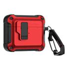 For AirPods 3 TPU + PC Wireless Bluetooth Earphone Protective Case with Switch Lock & Hook(Red) - 1