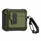 For AirPods 3 TPU + PC Wireless Bluetooth Earphone Protective Case with Switch Lock & Hook(Dark Green) - 1