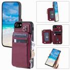 For iPhone SE 2022 / SE 2020 / 8 Zipper Card Slots RFID Phone Case(Wine Red) - 1