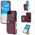 For iPhone 8 Plus / 7 Plus Zipper Card Slots RFID Phone Case(Wine Red) - 1