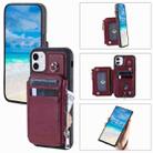 For iPhone 11 Zipper Card Slots RFID Phone Case(Wine Red) - 1