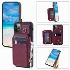 For iPhone 12 / 12 Pro Zipper Card Slots RFID Phone Case(Wine Red) - 1