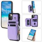 For iPhone 12 Pro Max Zipper Card Slots RFID Phone Case(Purple) - 1