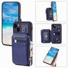 For iPhone 13 Zipper Card Slots RFID Phone Case(Blue) - 1