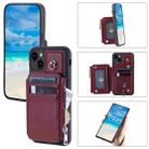 For iPhone 13 Zipper Card Slots RFID Phone Case(Wine Red) - 1