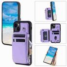 For iPhone 13 Zipper Card Slots RFID Phone Case(Purple) - 1