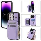 For iPhone 13 Pro Max Zipper Card Slots RFID Phone Case(Purple) - 1
