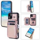 For iPhone 15 Zipper Card Slots RFID Phone Case(Rose Gold) - 1