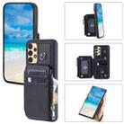 For Samsung Galaxy A52 Zipper Card Slots RFID Phone Case(Black) - 1