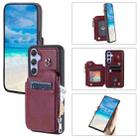 For Samsung Galaxy A54 Zipper Card Slots RFID Phone Case(Wine Red) - 1