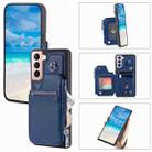 For Samsung Galaxy S21 5G Zipper Card Slots RFID Phone Case(Blue) - 1