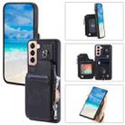 For Samsung Galaxy S21 5G Zipper Card Slots RFID Phone Case(Black) - 1