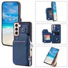 For Samsung Galaxy S22 5G Zipper Card Slots RFID Phone Case(Blue) - 1