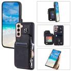 For Samsung Galaxy S22 5G Zipper Card Slots RFID Phone Case(Black) - 1