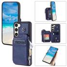 For Samsung Galaxy S23 5G Zipper Card Slots RFID Phone Case(Blue) - 1