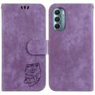 For Motorola Moto G Stylus 5G 2022 Little Tiger Embossed Leather Phone Case(Purple) - 1