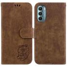 For Motorola Moto G Stylus 5G 2022 Little Tiger Embossed Leather Phone Case(Brown) - 1