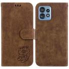 For Motorola Edge 40 Pro Little Tiger Embossed Leather Phone Case(Brown) - 1