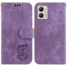 For Motorola Moto G13 / G23 / G53 Little Tiger Embossed Leather Phone Case(Purple) - 1