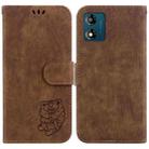 For Motorola Moto E13 Little Tiger Embossed Leather Phone Case(Brown) - 1