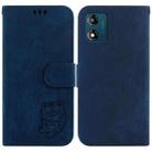 For Motorola Moto E13 Little Tiger Embossed Leather Phone Case(Dark Blue) - 1
