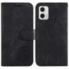 For Motorola Moto G73 Little Tiger Embossed Leather Phone Case(Black) - 1