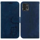 For Motorola Moto G72 Little Tiger Embossed Leather Phone Case(Dark Blue) - 1